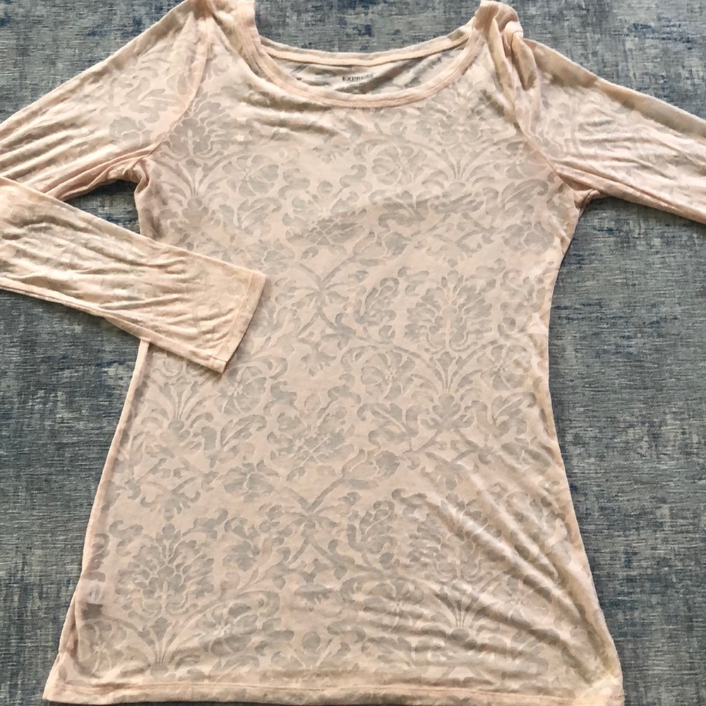 Express long sleeve pale pink top